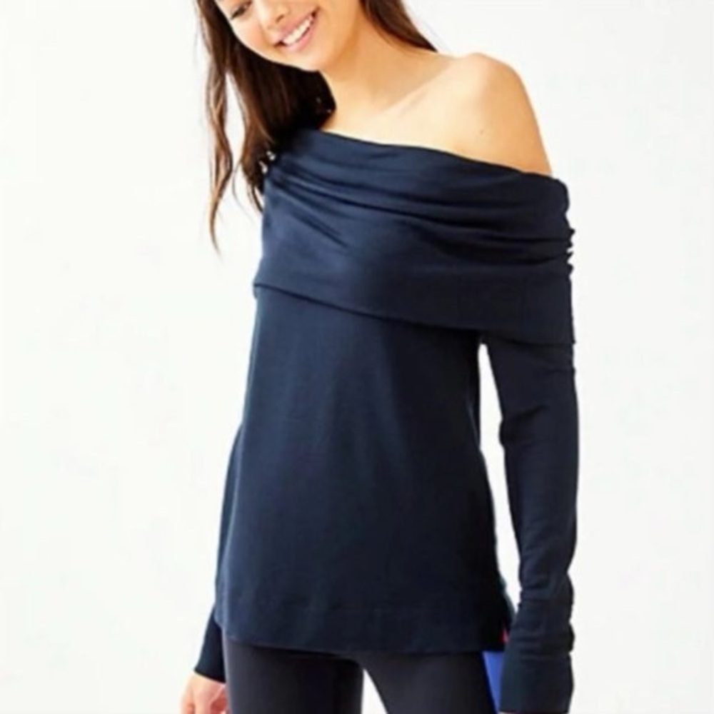 NWT Lilly Pulitzer Belinda One Shoulder NAVY Pullover Top Size XS
